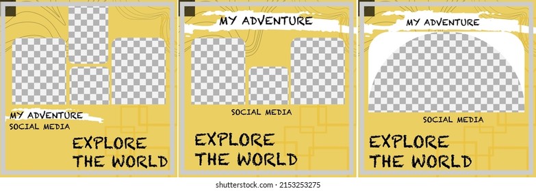 Set of minimal editable square banner templates. with color gradations suitable for social media posts and web internet ads. Vector illustration