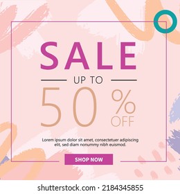 Set of minimal editable square banner templates. Background color varies. Suitable for social media posting and web internet advertising. Vector illustration with extensive marketing