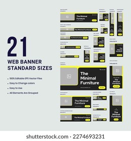 Set of minimal furniture web banner template for social media posts, Creative promotion web banner template design, vector eps 10 file format