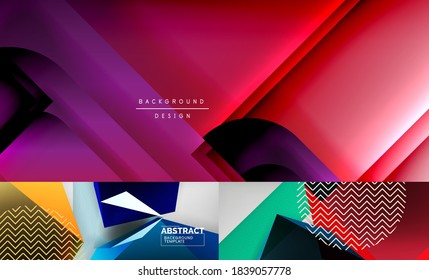 Set of minimal geometric abstract backgrounds. Vector illustrations for covers, banners, flyers and posters and other