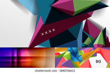 Set of minimal geometric abstract backgrounds. Vector illustrations for covers, banners, flyers and posters and other