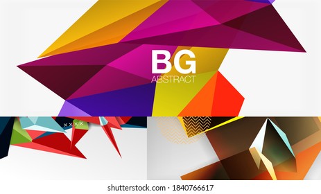 Conjunto de fondos abstractos geométricos mínimos. Ilustraciones vectoriales para portadas, pancartas, volantes y carteles y otros