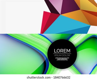 Set of minimal geometric abstract backgrounds. Vector illustrations for covers, banners, flyers and posters and other