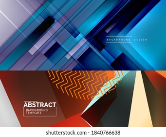 Set von minimalen geometrischen abstrakten Hintergründen. Vektorgrafiken für Deckeln, Banner, Flyer und Plakate und andere