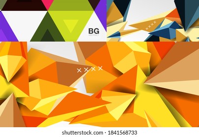 Conjunto de fondos abstractos geométricos mínimos. Ilustraciones vectoriales para portadas, pancartas, volantes y carteles y otros