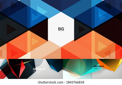Conjunto de fondos abstractos geométricos mínimos. Ilustraciones vectoriales para portadas, pancartas, volantes y carteles y otros