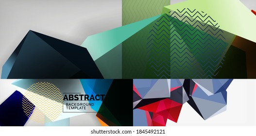 Conjunto de fundos abstratos geométricos mínimos. Ilustrações vetoriais para capas, banners, folhetos e cartazes e outros