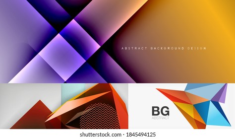 Set of minimal geometric abstract backgrounds. Vector illustrations for covers, banners, flyers and posters and other