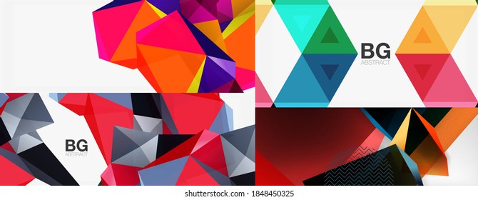 Set of minimal geometric abstract backgrounds. Vector illustrations for covers, banners, flyers and posters and other