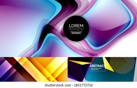 Set of minimal geometric abstract backgrounds. Vector illustrations for covers, banners, flyers and posters and other