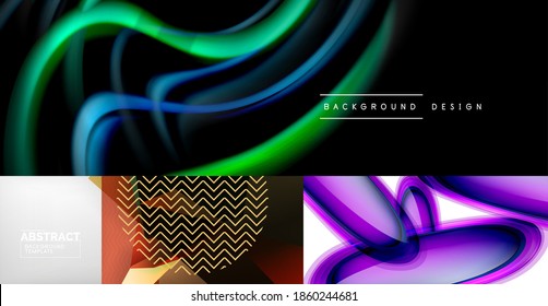 Set of minimal geometric abstract backgrounds. Vector illustrations for covers, banners, flyers and posters and other