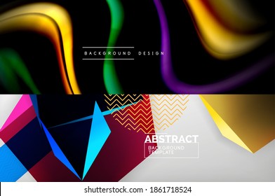 Conjunto de fondos abstractos geométricos mínimos. Ilustraciones vectoriales para portadas, pancartas, volantes y carteles y otros