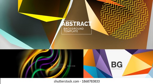 Set of minimal geometric abstract backgrounds. Vector illustrations for covers, banners, flyers and posters and other