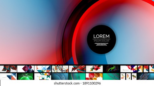 Set of minimal geometric abstract backgrounds. Vector illustrations for covers, banners, flyers, social media