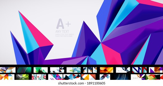 Set of minimal geometric abstract backgrounds. Vector illustrations for covers, banners, flyers, social media