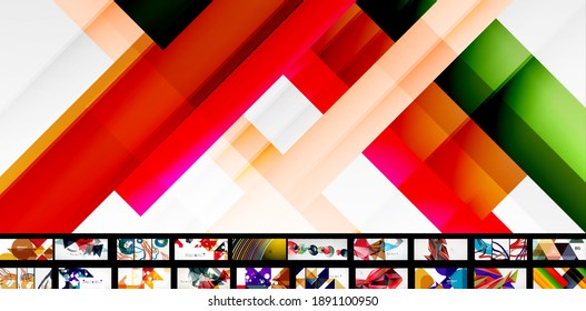 Set of minimal geometric abstract backgrounds. Vector illustrations for covers, banners, flyers, social media