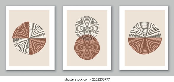 Set of minimal geometric backgrounds. Design for poster, wall decoration, cover. EPS10 hand painted vector template with simple shapes.
