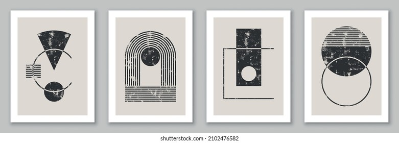 Set of minimal geometric backgrounds. Design for poster, wall decoration, cover. EPS10 vector template with simple shapes.