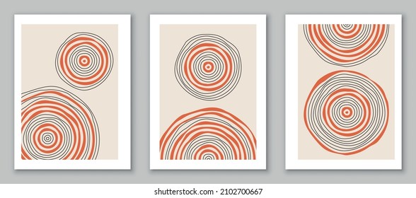 Conjunto de fondos geométricos mínimos. Diseño de afiches, decoración de paredes, cubierta. Plantilla vectorial de EPS10 pintada a mano con formas simples.