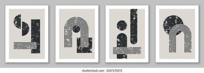 Set of minimal geometric backgrounds. Design for poster, wall decoration, cover. EPS10 vector template with simple shapes