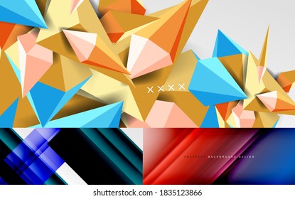 Set of minimal geometric backgrounds. Vector illustrations for covers, banners, flyers and posters and other