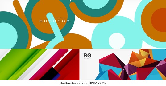 Set of minimal geometric backgrounds. Vector illustrations for covers, banners, flyers and posters and other