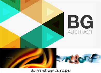 Set of minimal geometric backgrounds. Vector illustrations for covers, banners, flyers and posters and other