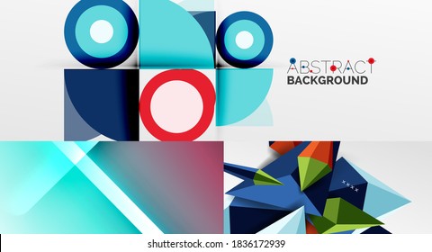 Conjunto de fondos geométricos mínimos. Ilustraciones vectoriales para portadas, pancartas, volantes y carteles y otros