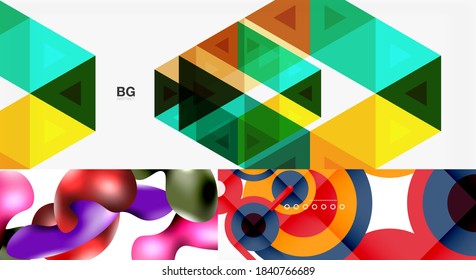 Set of minimal geometric backgrounds. Vector illustrations for covers, banners, flyers and posters and other