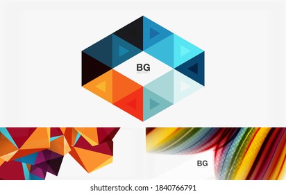 Set of minimal geometric backgrounds. Vector illustrations for covers, banners, flyers and posters and other
