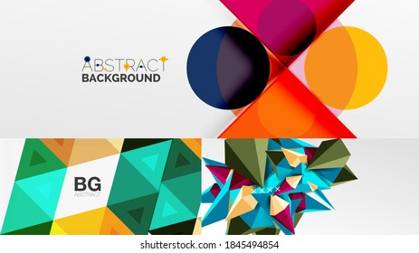 Set of minimal geometric backgrounds. Vector illustrations for covers, banners, flyers and posters and other