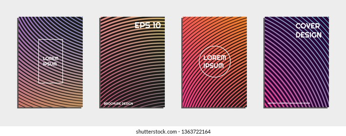 Set of minimal geometric covers. Vector abstract line pattern. For design covers, posters, flyers, business cards. 