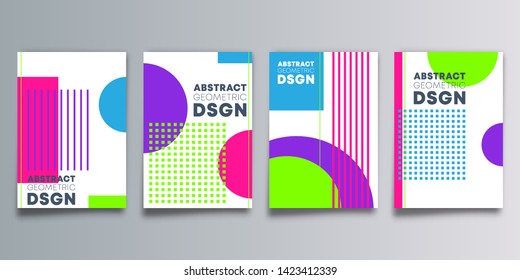 Set of minimal geometric design background for flyer, poster, brochure cover, typography or other printing products. Vector illustration.