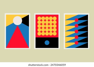 Set of minimal geometric design poster, wall art. Collection of creative artistic posters.