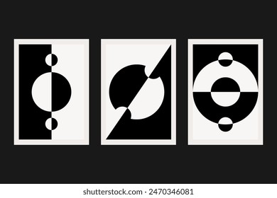 Set of minimal geometric design poster, wall art. Collection of creative artistic posters.