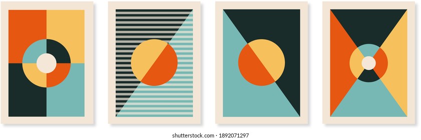 Set of minimal geometric design posters. Vector templates.