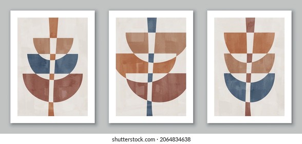 Set of minimal  geometric design posters, vector template for wall decoration, cover, postcard. EPS10 vector.