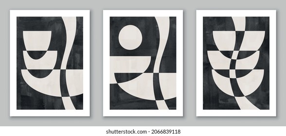 Conjunto de afiches de diseño geométrico mínimo, plantilla vectorial para decoración de pared, cubierta, postal. Vector EPS10.