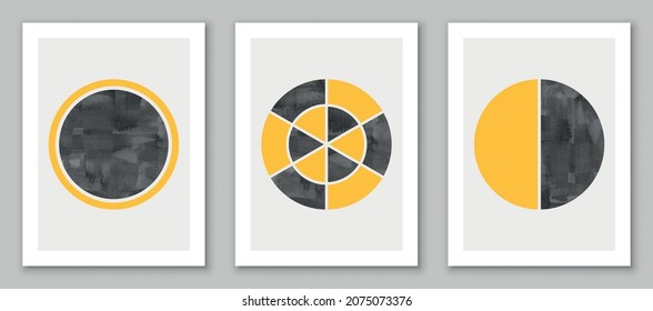 Conjunto de afiches de diseño geométrico mínimo, plantilla vectorial para decoración de pared, cubierta, postal. Vector EPS10.