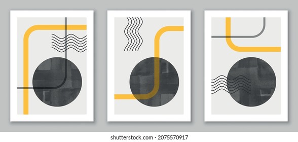 Set von minimalen geometrischen Design-Plakaten, Vektorvorlage für die Wanddekoration, Abdeckung, Postkarte. EPS10-Vektor.