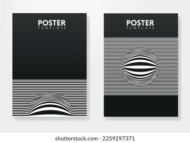 Set of minimal geometric design posters, vector template with lines elements, modern hipster style