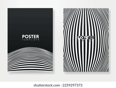 Conjunto de afiches de diseño geométrico mínimo, plantilla vectorial con elementos de líneas, estilo hipster moderno