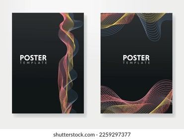 Set of minimal geometric design posters, vector template with lines elements, modern hipster style