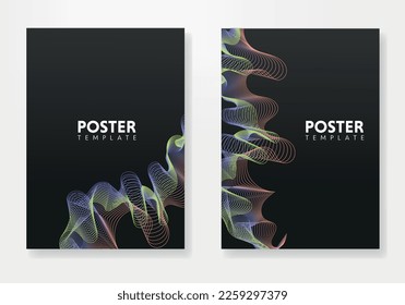 Conjunto de afiches de diseño geométrico mínimo, plantilla vectorial con elementos de líneas, estilo hipster moderno