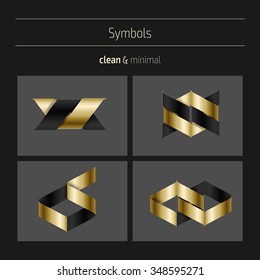 Set of minimal geometric monochrome shapes. Trendy hipster icons and logotypes. Religion, philosophy, spirituality, occultism symbols collection. Business signs, labels, badges, frames and borders