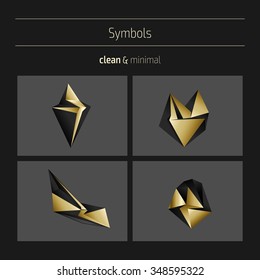 Set of minimal geometric monochrome shapes. Trendy hipster icons and logotypes. Religion, philosophy, spirituality, occultism symbols collection. Business signs, labels, badges, frames and borders