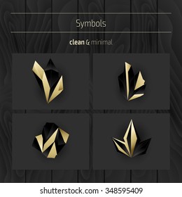 Set of minimal geometric monochrome shapes. Trendy hipster icons and logotypes. Religion, philosophy, spirituality, occultism symbols collection. Business signs, labels, badges, frames and borders