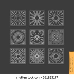 Set of minimal geometric monochrome shapes. Trendy hipster icons and logotypes. Religion, philosophy, spirituality, occultism symbols collection. Business signs, labels, badges, frames and borders