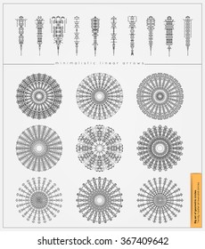 Set of minimal geometric monochrome shapes. Trendy hipster icons and logotypes. Religion, philosophy, spirituality, occultism symbols collection. Business signs, labels, badges, frames and borders