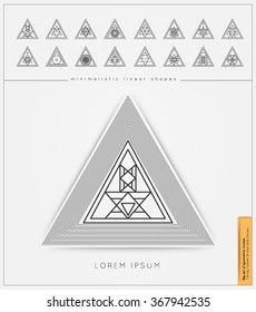 Set of minimal geometric monochrome shapes of triangles. Business signs, labels, trendy hipster icons and logotypes. Religion, philosophy, spirituality, occultism symbols collection
